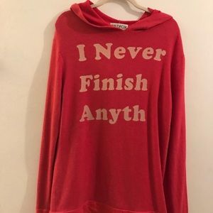 Wildfox Tops - RARE WILDFOX I NEVER FINISH ANYTHING HOODIE Wildfox Tops - RARE WILDFOX I NEVER FINISH ANYTHING HOODIE